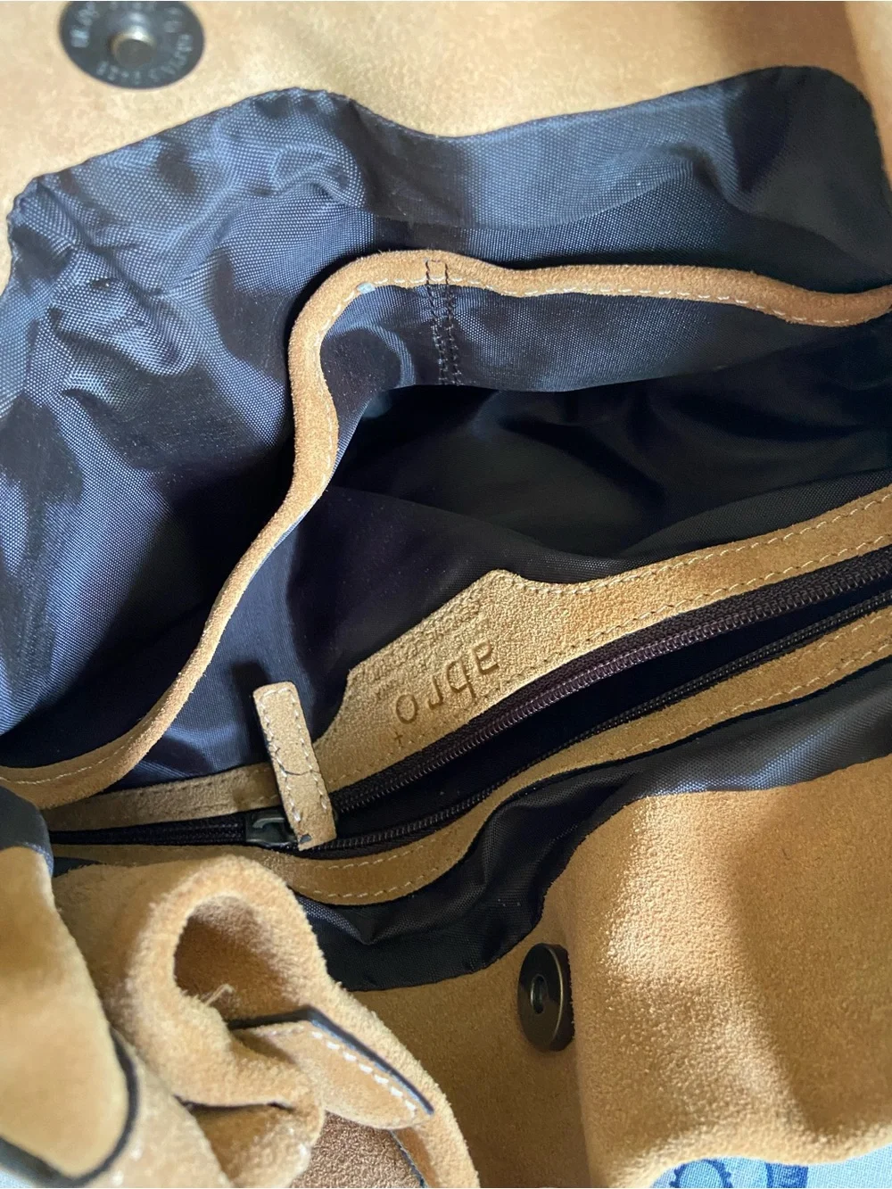 Arbo Suede Tan Shoulder Bag with Gold Hardware
